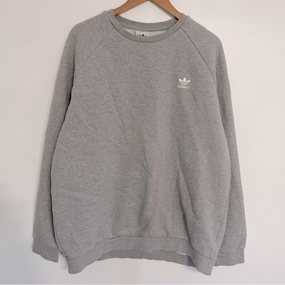 Heathered Gray Wide Oversized Slouchy Adidas Crewneck Sweatshirt - Picture 3 of 6
